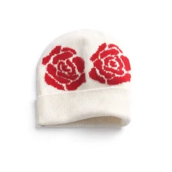 Women Barrie Beanie in cashmere and wool with a rose motif