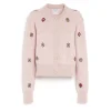 Women Barrie Cardigan in cashmere and cotton with floral motif