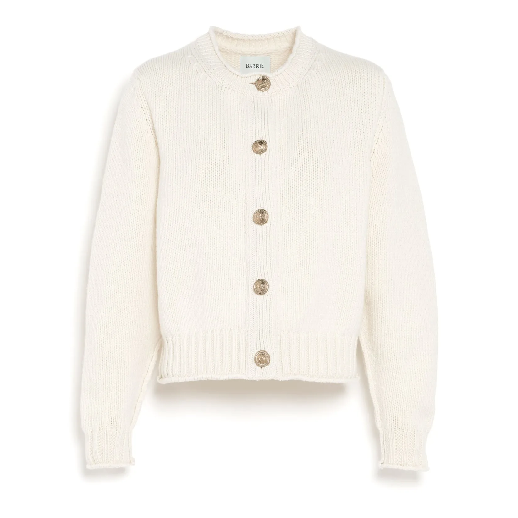 Women Barrie Cardigan in chunky cashmere with gold buttons