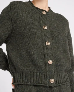 Women Barrie Cardigan in chunky cashmere with gold buttons