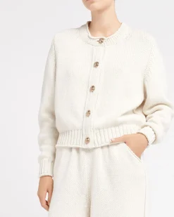 Women Barrie Cardigan in chunky cashmere with gold buttons