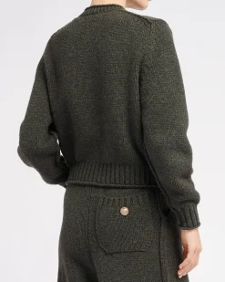 Women Barrie Cardigan in chunky cashmere with gold buttons
