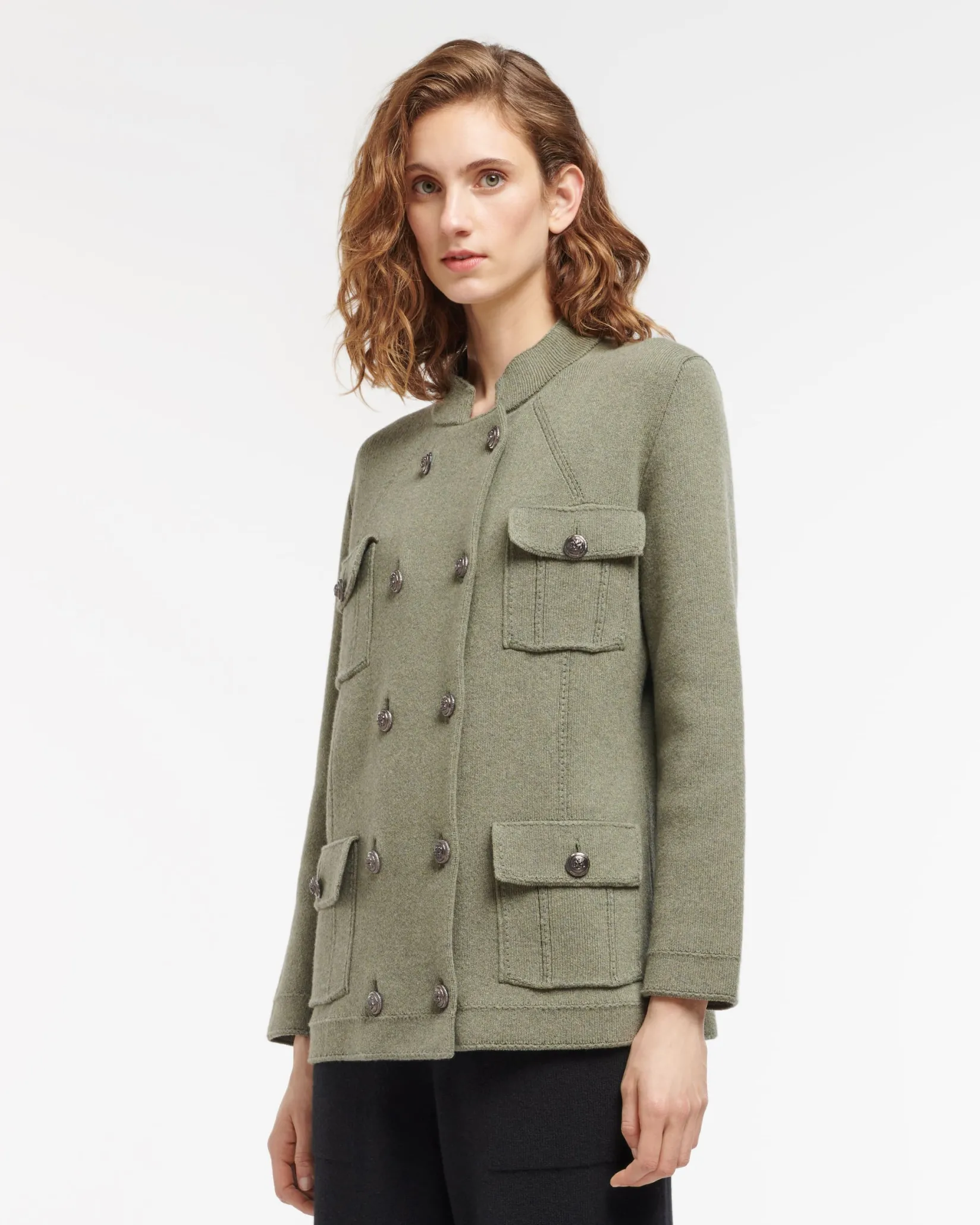 Women Barrie Cashmere and cotton military-style jacket