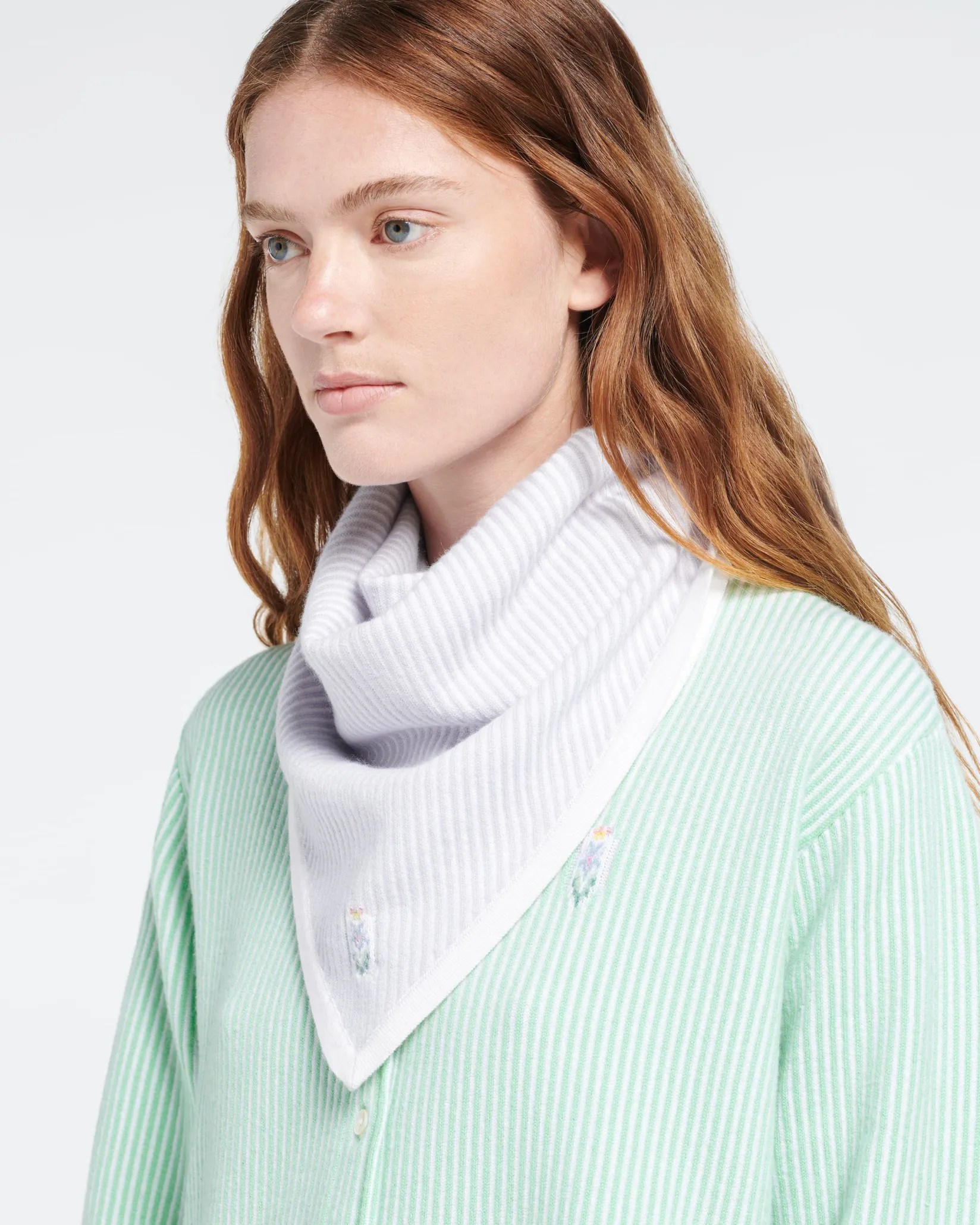 Women Barrie Cashmere and cotton striped scarf