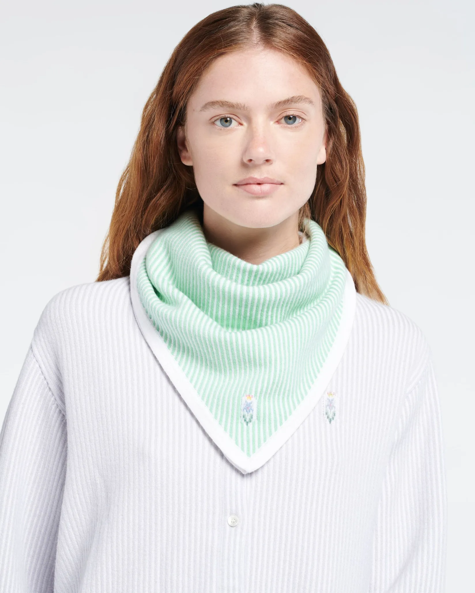 Women Barrie Cashmere and cotton striped scarf