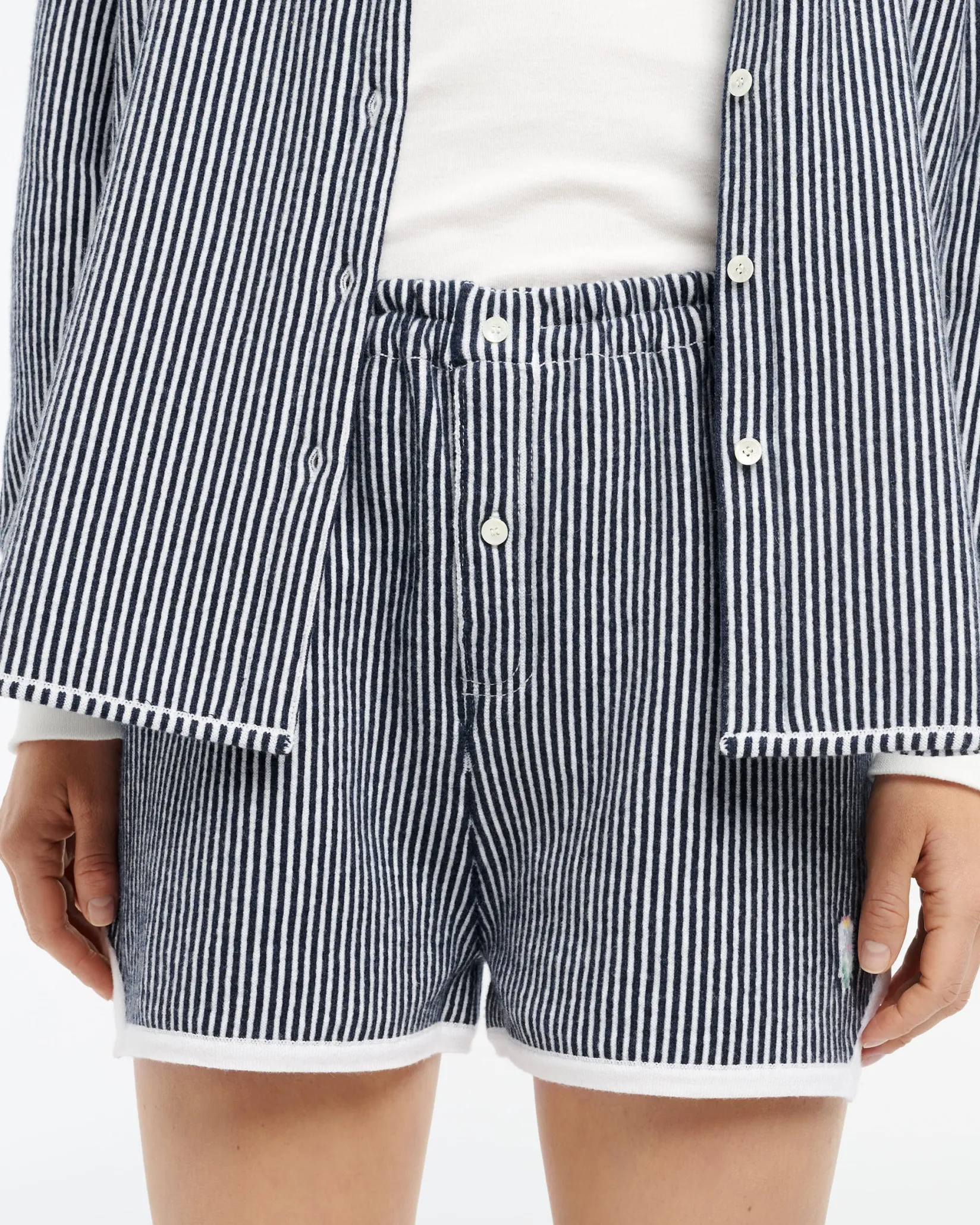 Women Barrie Cashmere and cotton striped shorts