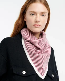 Women Barrie Cashmere and cotton striped scarf