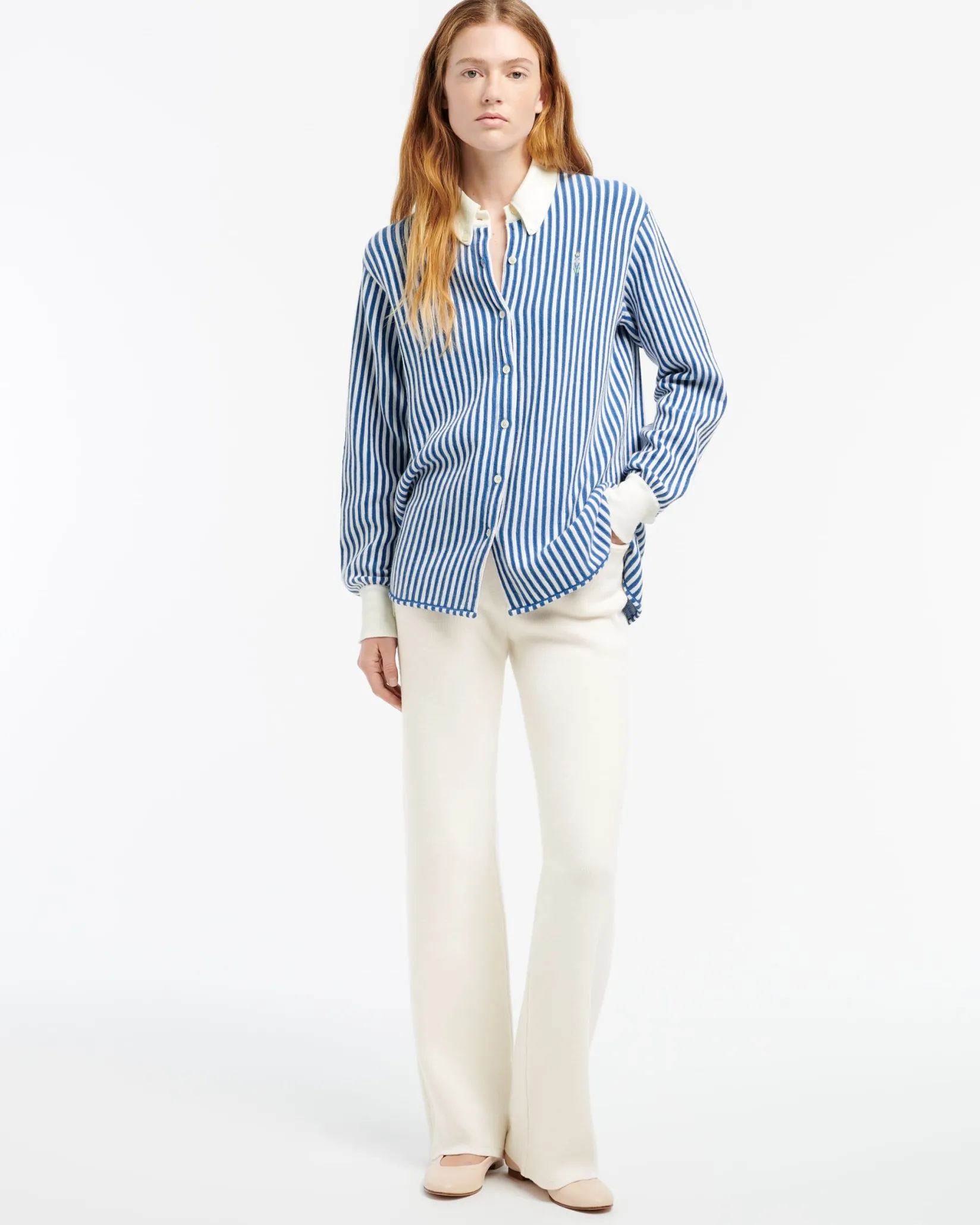 Women Barrie Cashmere and cotton striped shirt