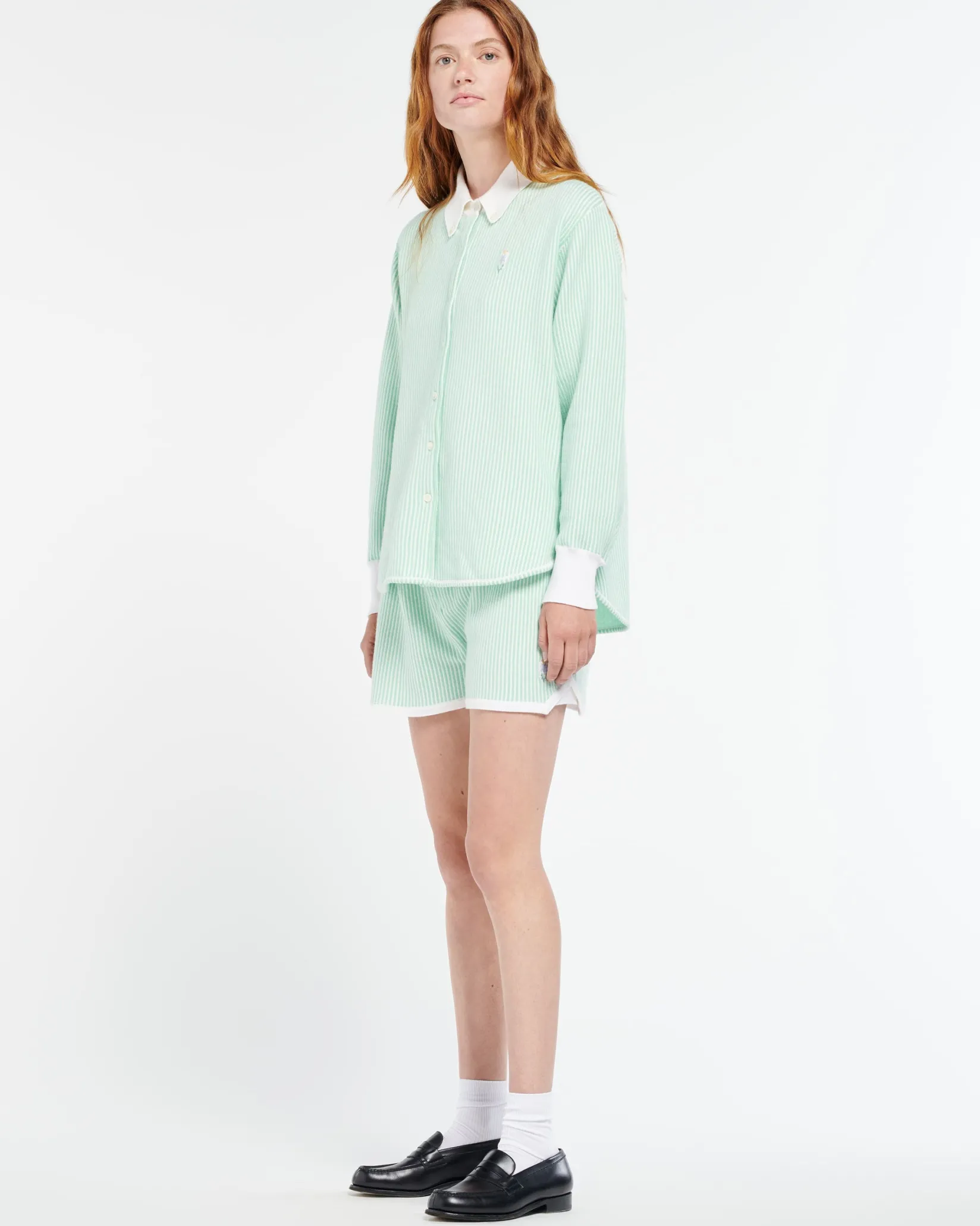 Women Barrie Cashmere and cotton striped shirt