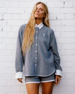 Women Barrie Cashmere and cotton striped shirt