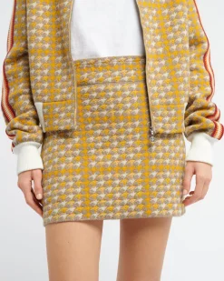 Women Barrie Cashmere and wool skirt with houndstooth pattern