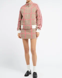 Women Barrie Cashmere and wool skirt with houndstooth pattern