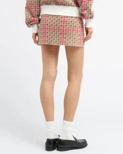 Women Barrie Cashmere and wool skirt with houndstooth pattern