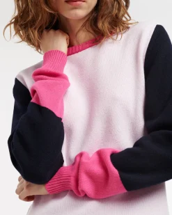 Women Barrie Cashmere jumper with coloured inserts