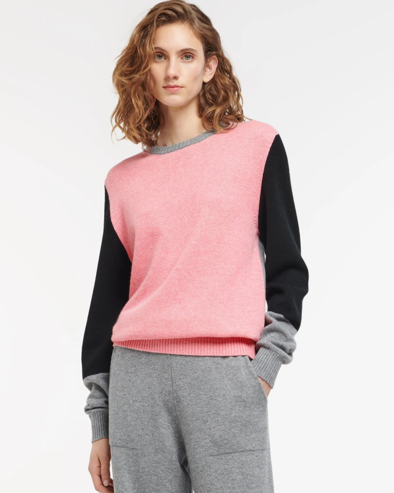 Women Barrie Cashmere jumper with coloured inserts