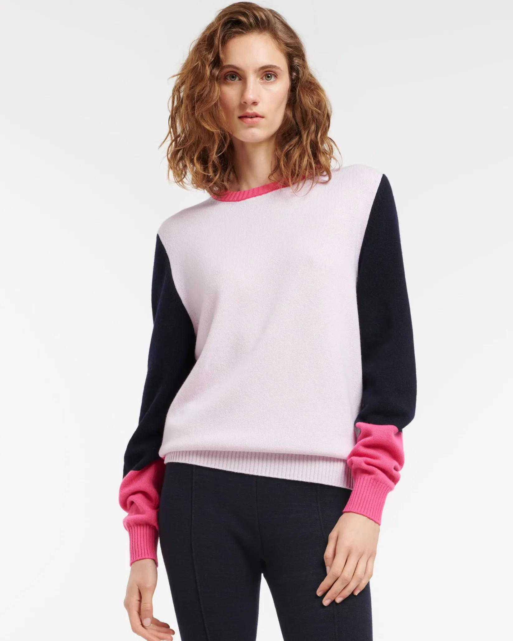 Women Barrie Cashmere jumper with coloured inserts