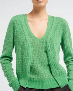 Women Barrie Cashmere lace cardigan