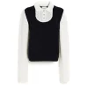 Women Barrie Cashmere lace jumper with polo shirt collar