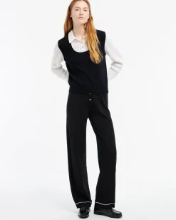 Women Barrie Cashmere lace jumper with polo shirt collar