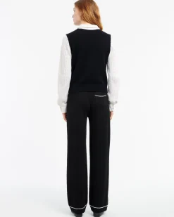 Women Barrie Cashmere lace jumper with polo shirt collar