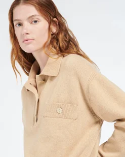 Women Barrie Cashmere polo collar jumper
