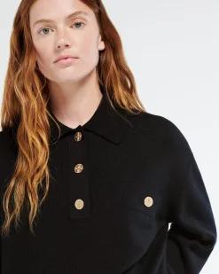 Women Barrie Cashmere polo collar jumper