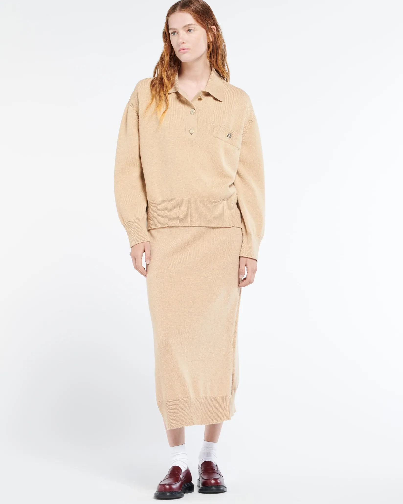Women Barrie Cashmere polo collar jumper
