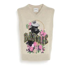 Women Barrie Cashmere sleeveless jumper with "Scottie" motif
