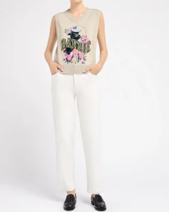 Women Barrie Cashmere sleeveless jumper with 