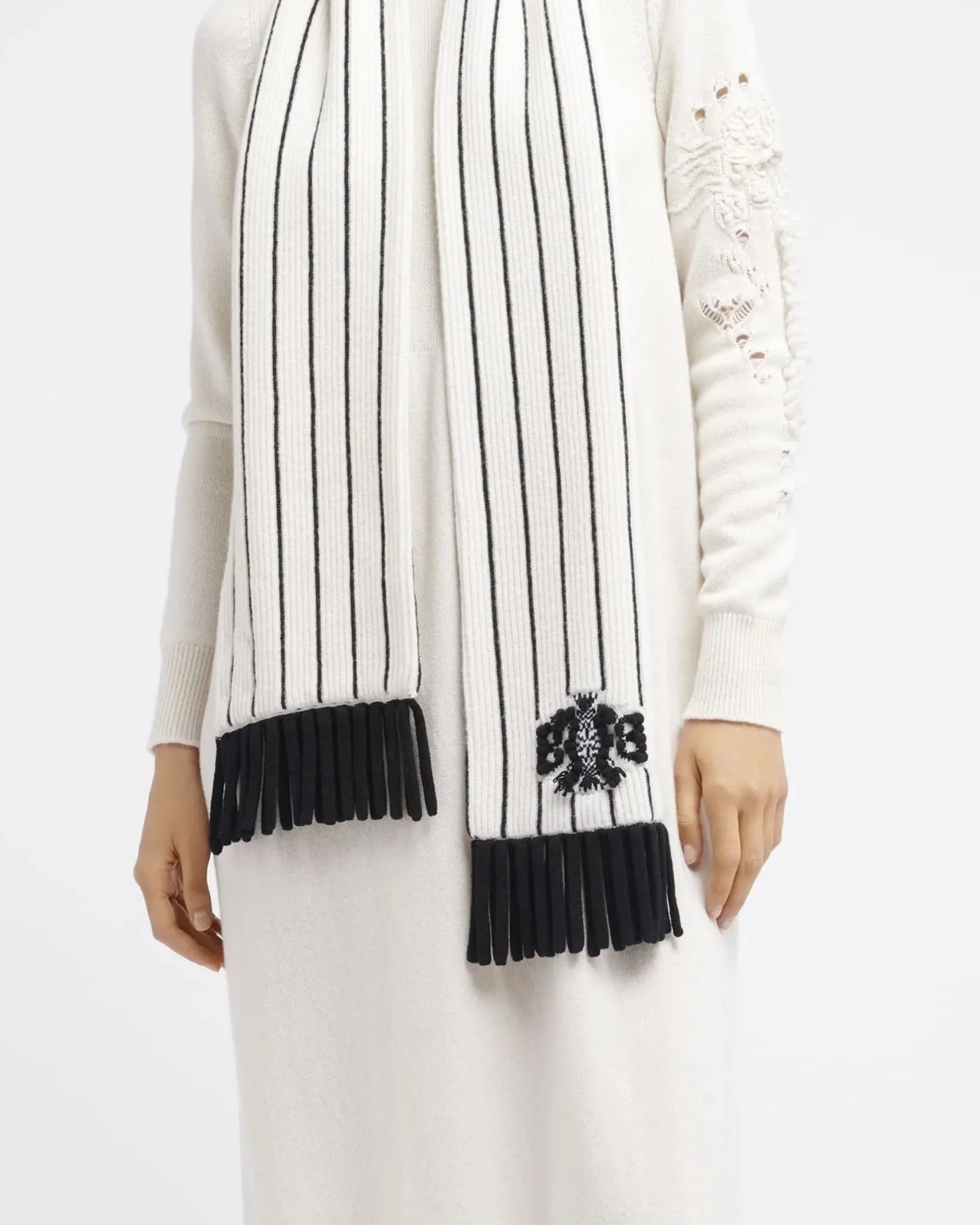 Women Barrie Cashmere striped scarf