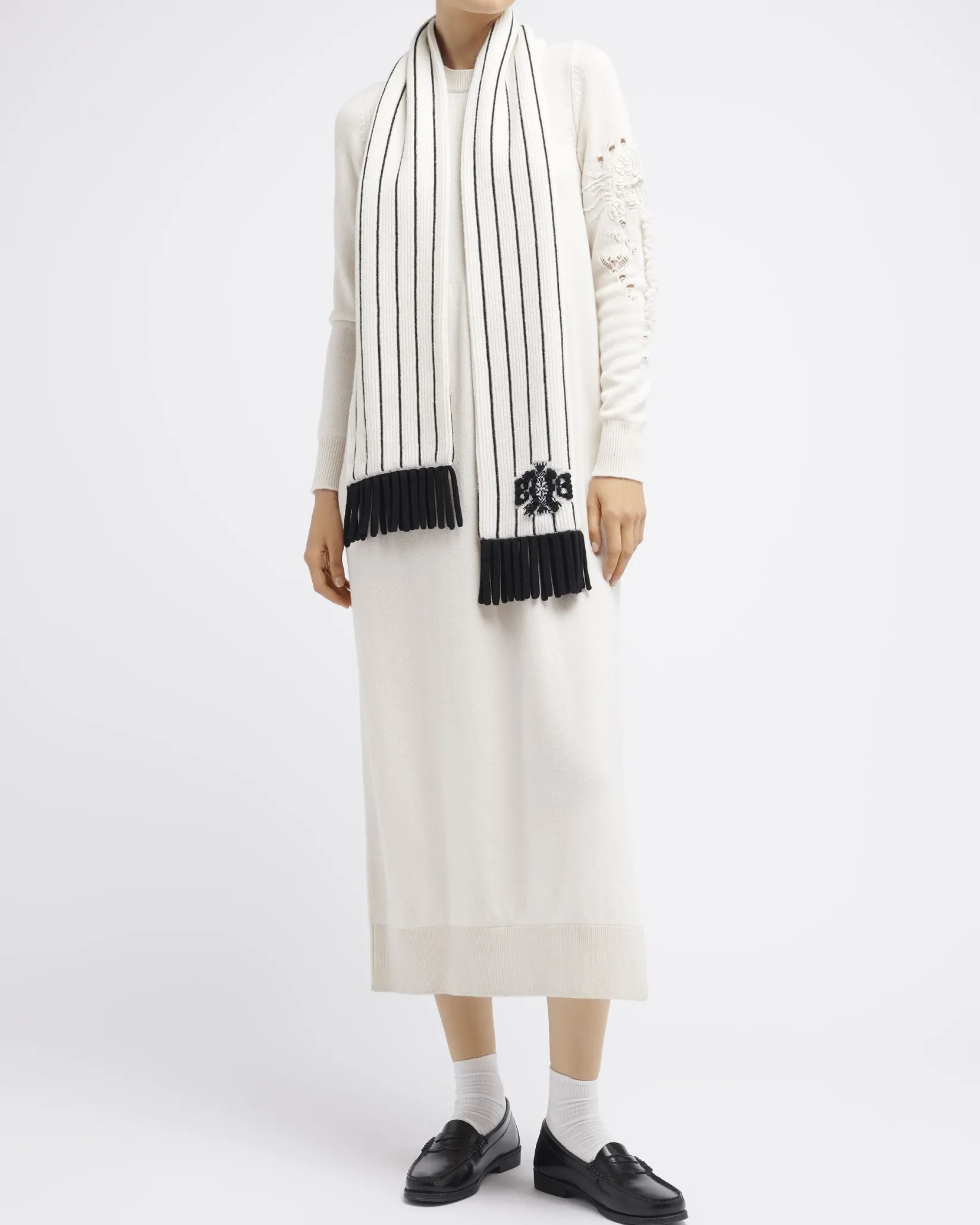 Women Barrie Cashmere striped scarf