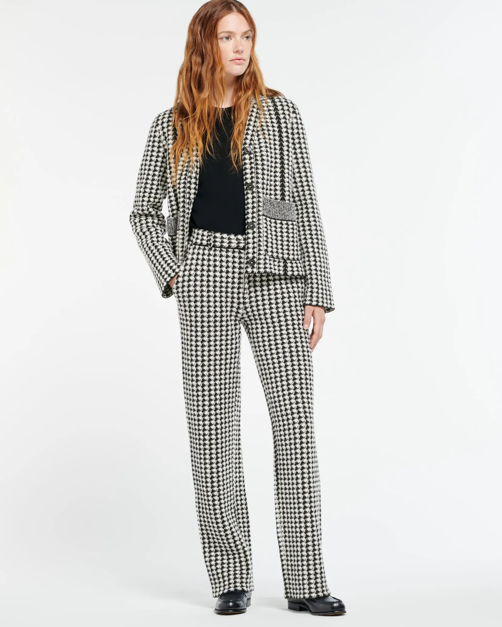 Women Barrie Cashmere suit trousers with a houndstooth motif