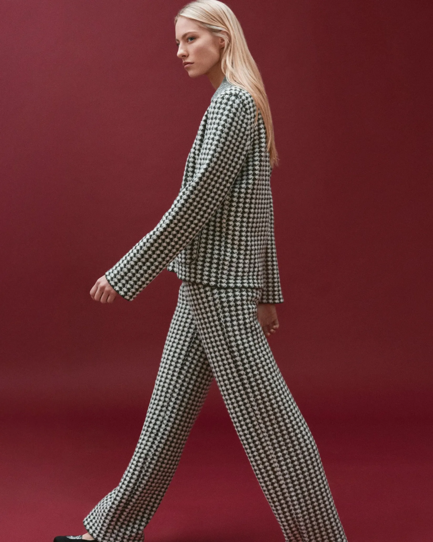 Women Barrie Cashmere suit trousers with a houndstooth motif