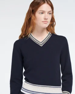 Women Barrie Cashmere V-neck jumper