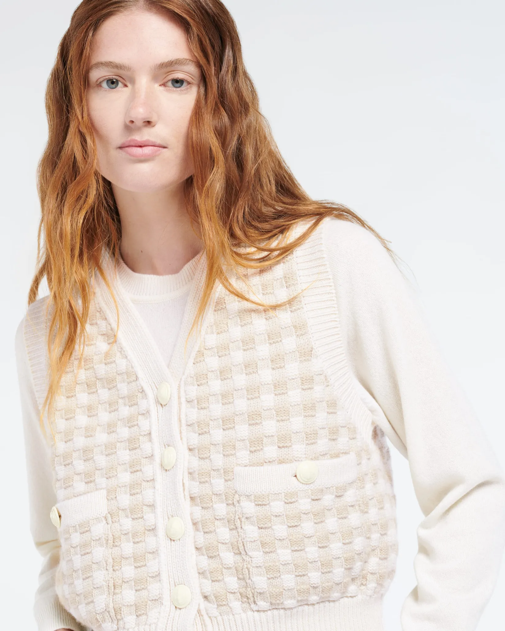 Women Barrie Cashmere waistcoat with a gingham motif