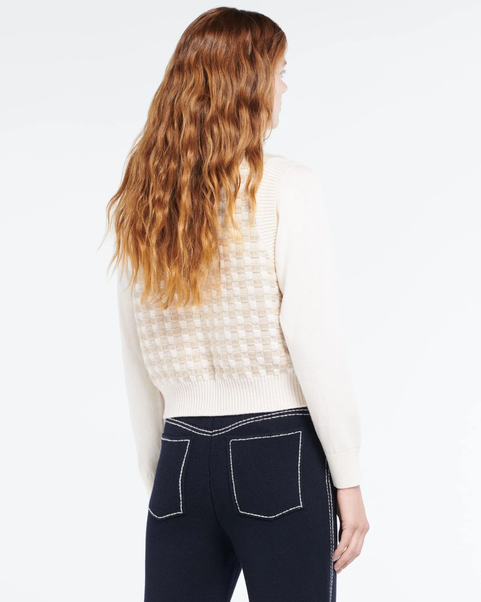 Women Barrie Cashmere waistcoat with a gingham motif