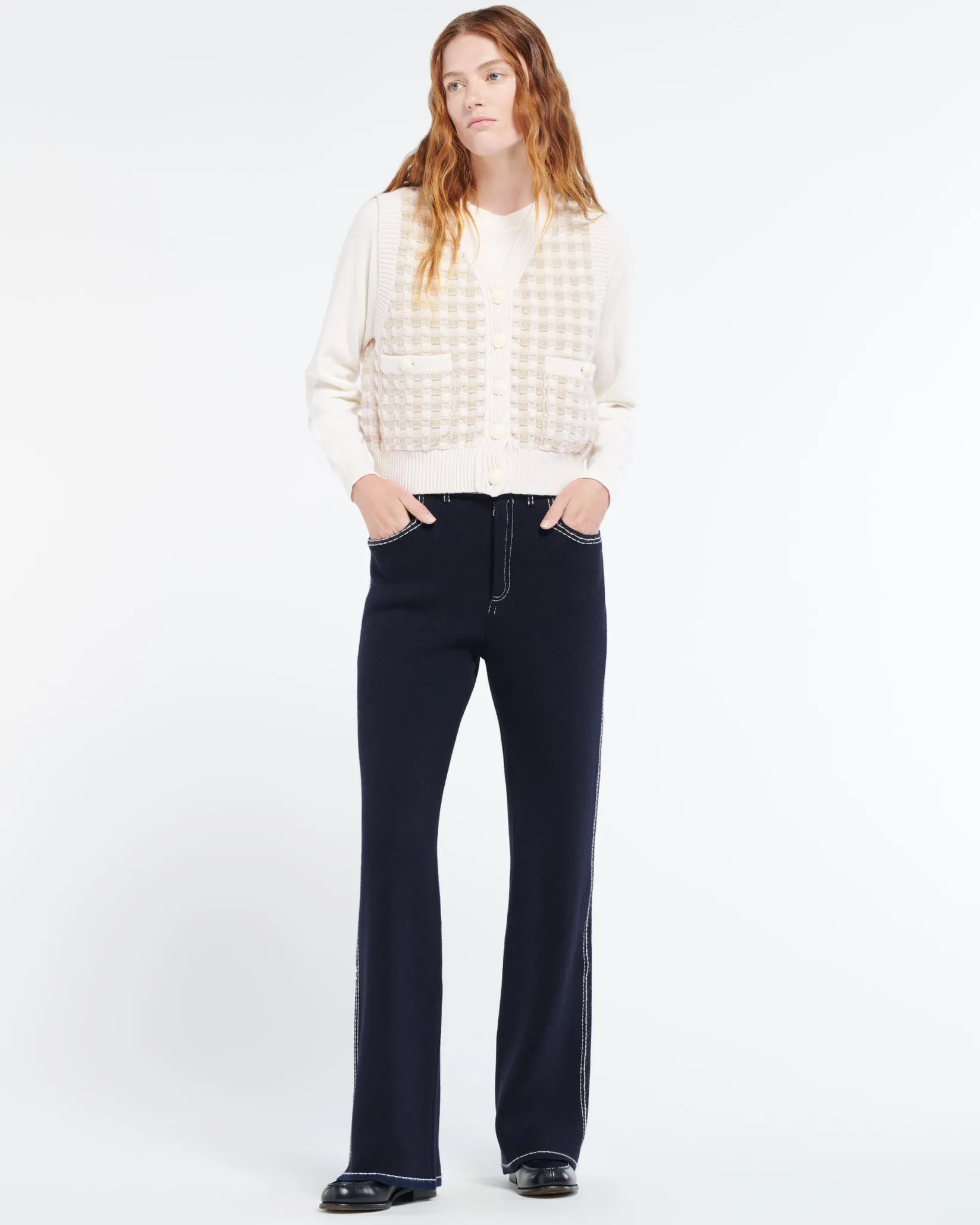Women Barrie Cashmere waistcoat with a gingham motif
