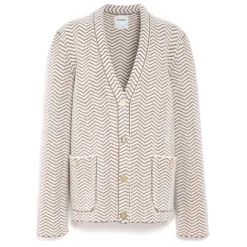 Women Barrie Cashmere, wool and silk tailored jacket with a chevron motif