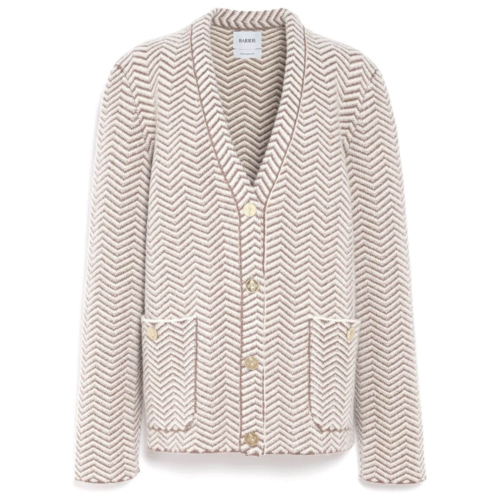 Women Barrie Cashmere, wool and silk tailored jacket with a chevron motif