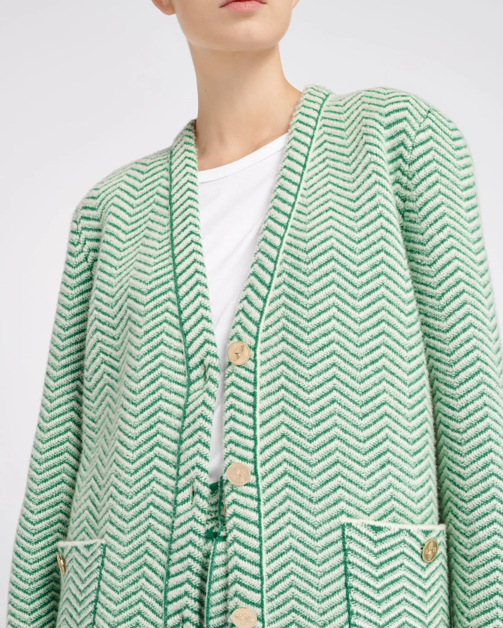 Women Barrie Cashmere, wool and silk tailored jacket with a chevron motif