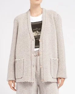 Women Barrie Cashmere, wool and silk tailored jacket with a chevron motif