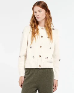 Women Barrie Chunky cashmere cardigan with gold buttons with embroidery