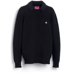 Women Barrie Chunky cashmere jumper with polo shirt collar