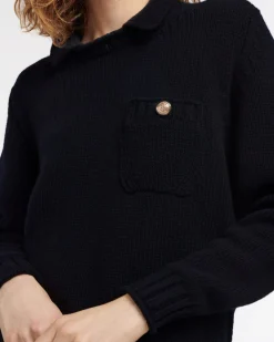 Women Barrie Chunky cashmere jumper with polo shirt collar