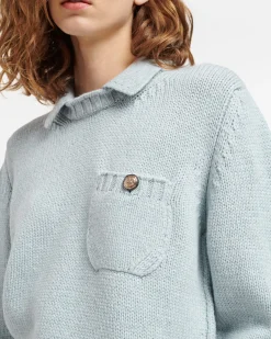 Women Barrie Chunky cashmere jumper with polo shirt collar