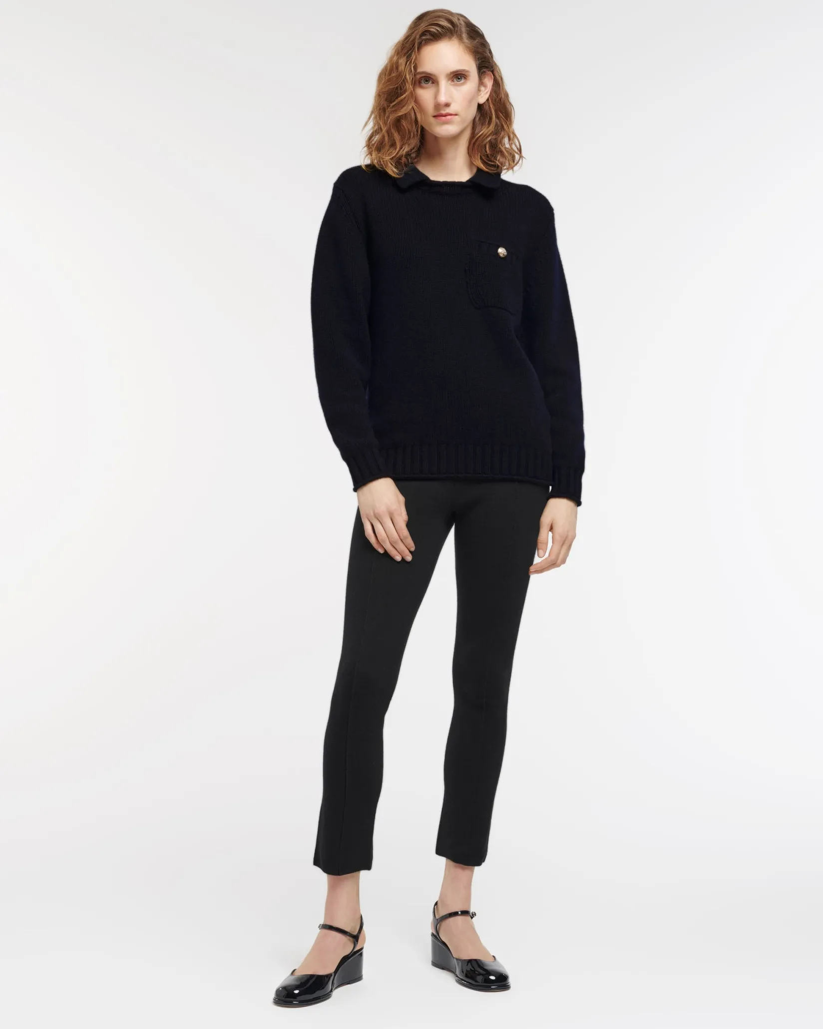Women Barrie Chunky cashmere jumper with polo shirt collar
