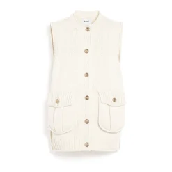 Women Barrie Chunky sleeveless cardigan with gold buttons