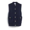 Women Barrie Chunky sleeveless cardigan with gold buttons