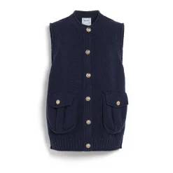 Women Barrie Chunky sleeveless cardigan with gold buttons