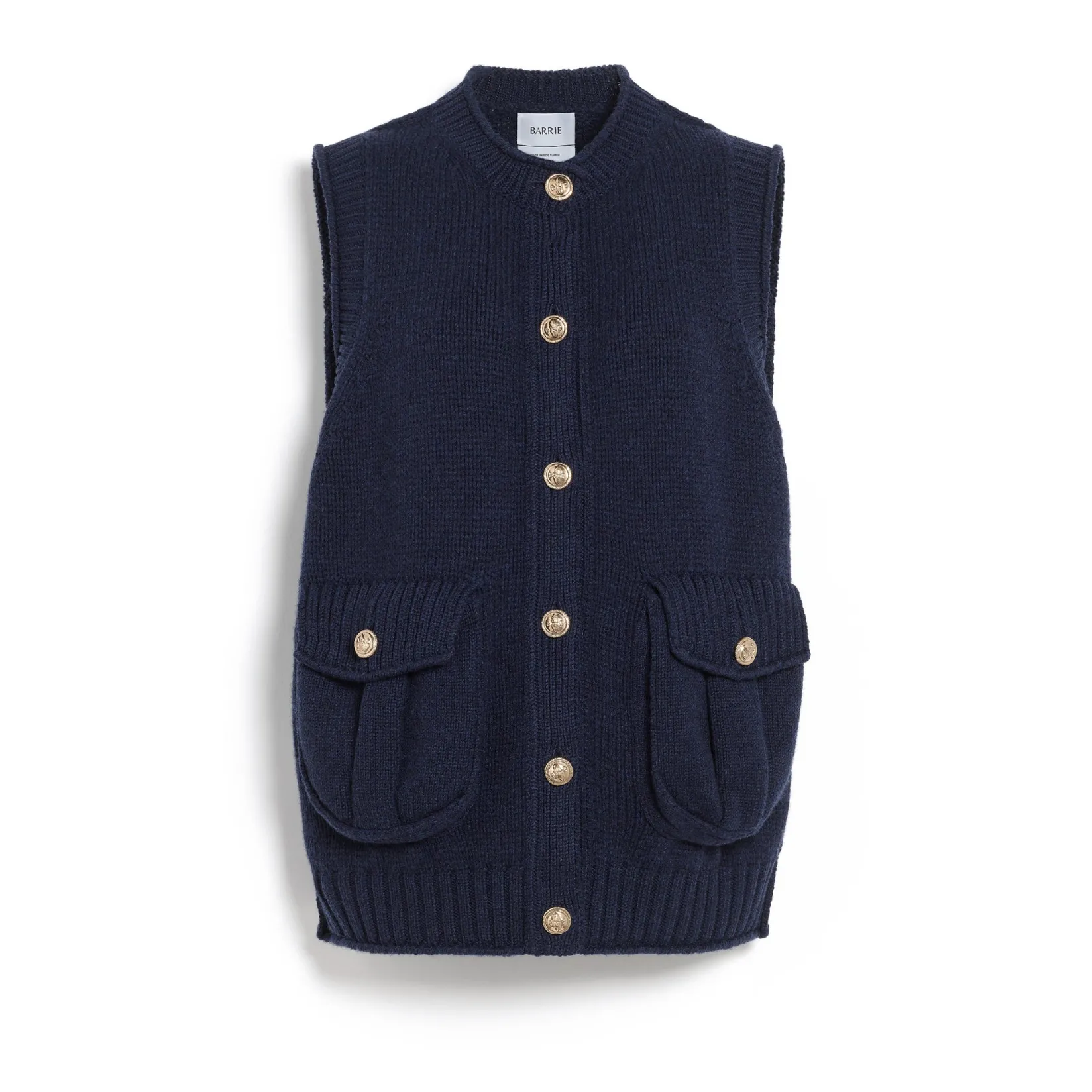 Women Barrie Chunky sleeveless cardigan with gold buttons
